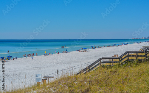 Beautiful  white sand beach of Miramar Beach on the Gulf of Mexico in South Walton  Florida
