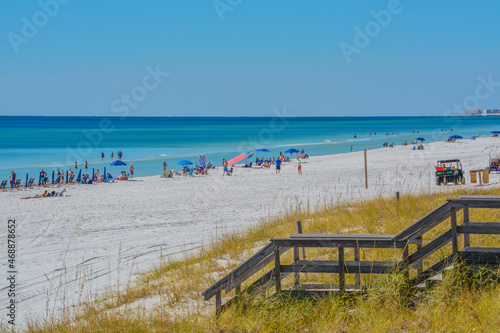 Beautiful  white sand beach of Miramar Beach on the Gulf of Mexico in South Walton  Florida