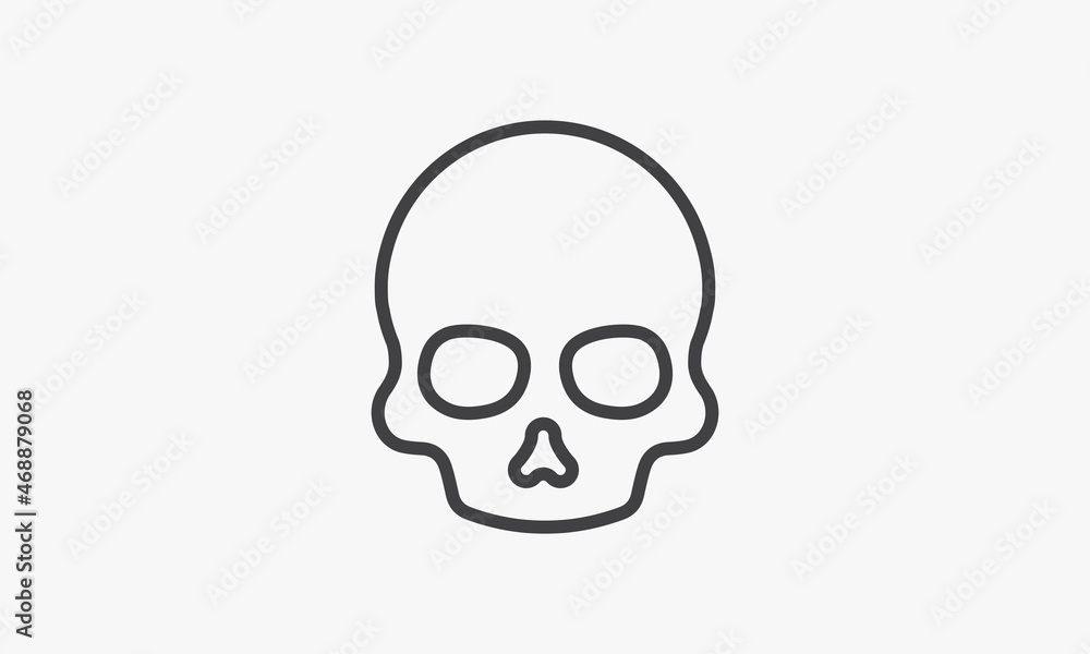 line icon skull isolated on white background.