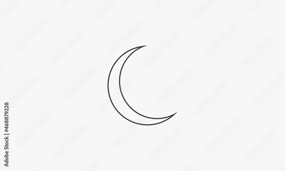 lsimple line icon crescent moon isolated on white background. lsimple line icon crescent moon isolated on white background.