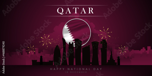 National Day of Qatar. a national holiday celebrating, independence Qatar December 18, 1878. vector illustration. 