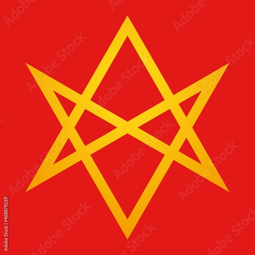 Religious magic symbol of thelema. Icon of Unicursal hexagram. The six-pointed star, representing the union of the macrocosm and the microcosm. Golden Dawn, Crowley. Vector illustration