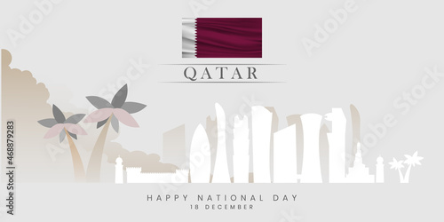 National Day of Qatar. a national holiday celebrating, independence Qatar December 18, 1878. vector illustration. 