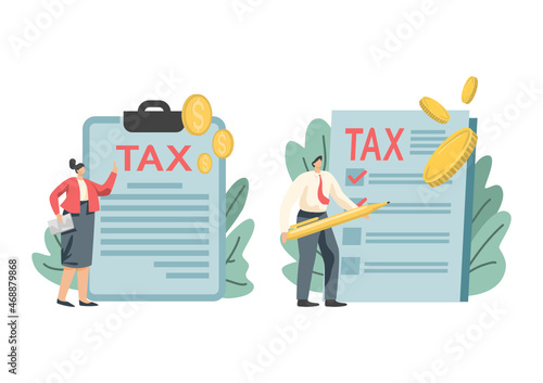 Taxes and fees paid Financial costs, calculation of mandatory payments. personal income tax, taxation, tax credit metaphor Isolated vector concept comparison illustration. and business concepts.