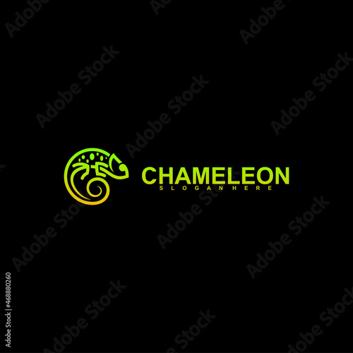 Chameleon logo vector illustration concept with full colors and unique shapes