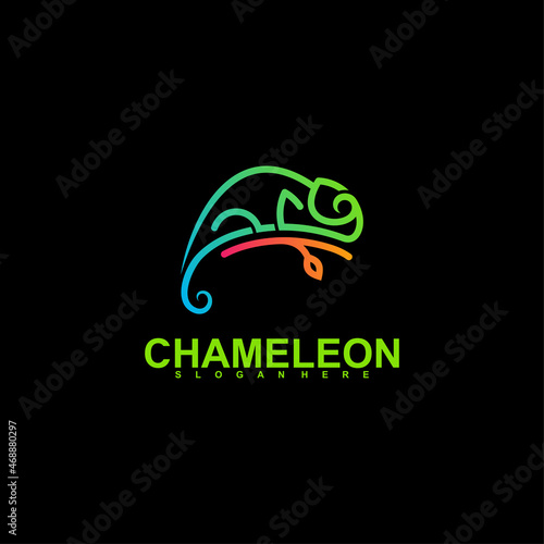 Chameleon logo vector illustration concept with full colors and unique shapes