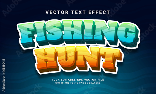 Fishing hunt 3D text effect, editable text style and suitable for game assets photo