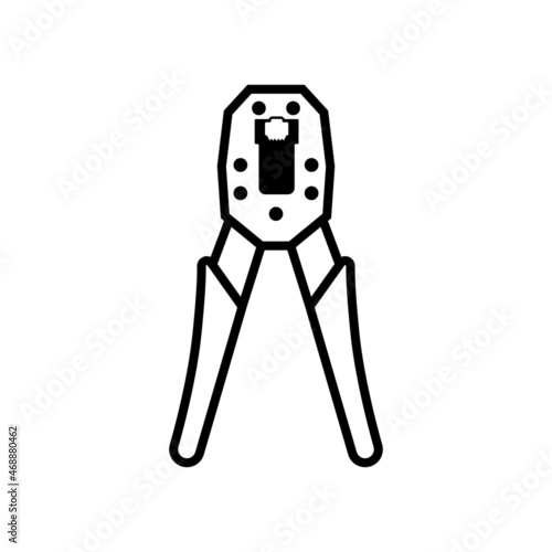 Modular plug crimpers Icon for RJ-45, Crimper symbol, Crimping RJ 45 LAN cable with Twisting Cable Tool photo