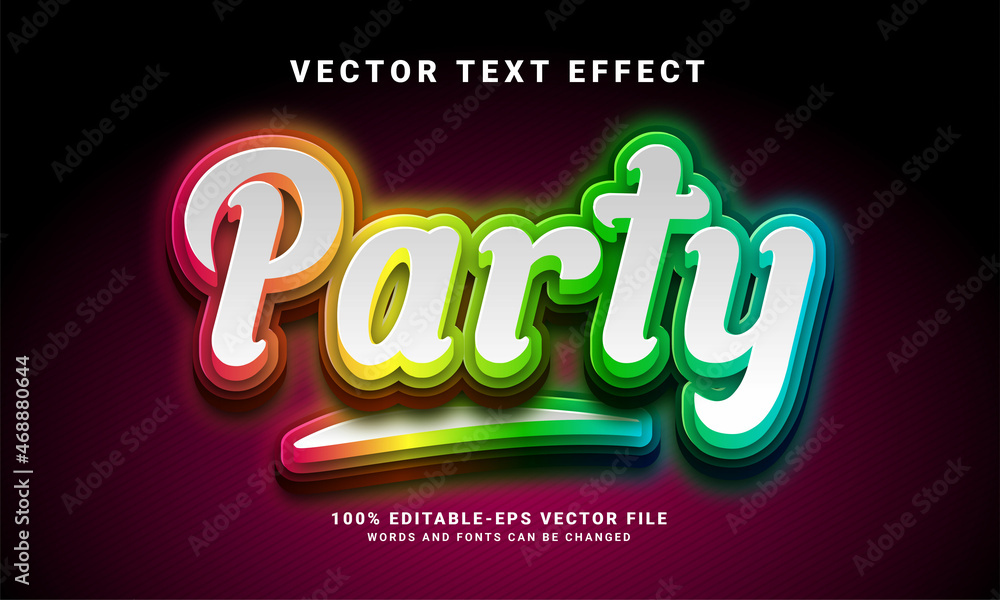 Party 3D text effect. Editable text style effect with light theme, suitable for party event needs .