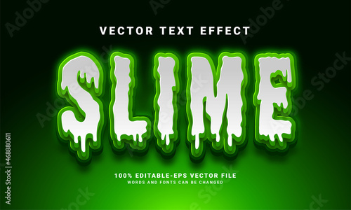 Slime 3D text effect. Editable text style effect with green color theme
