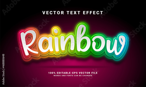 Rainbow 3D text effect. Editable text style effect with colorful theme.
