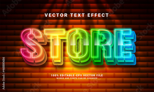 Store 3D text effect. Editable text style effect with colorful light theme, suitable for promotion sale needs.