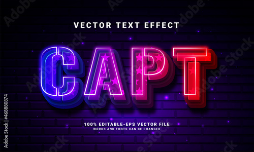 Capt 3D text effect. Editable text style effect with colorful light theme. Suitable for action hero event needs.