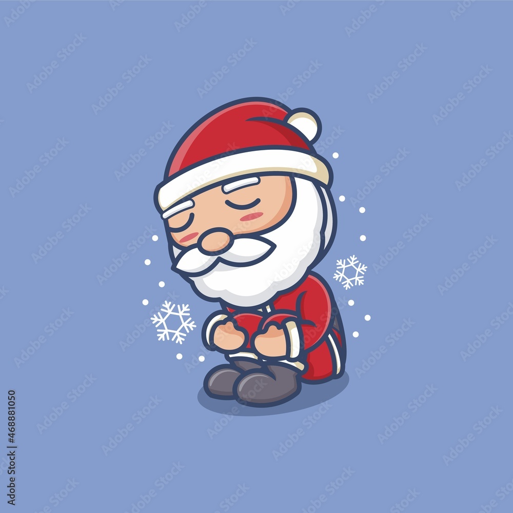 cute cartoon santa claus sitting sad. vector illustration for mascot logo or sticker cute cartoon santa claus sitting sad. vector illustration for mascot logo or sticker