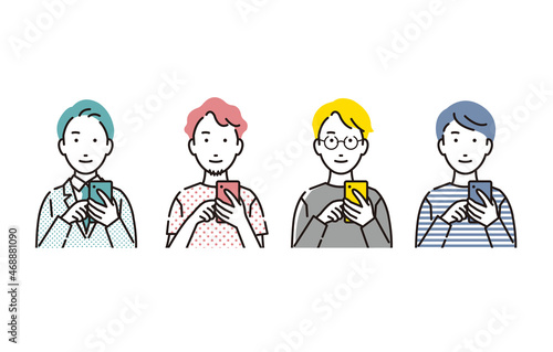スマホを持つ男性セット