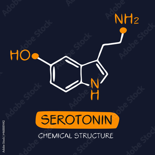 Serotonin, Skeletal chemical formula, Vector illustration. photo