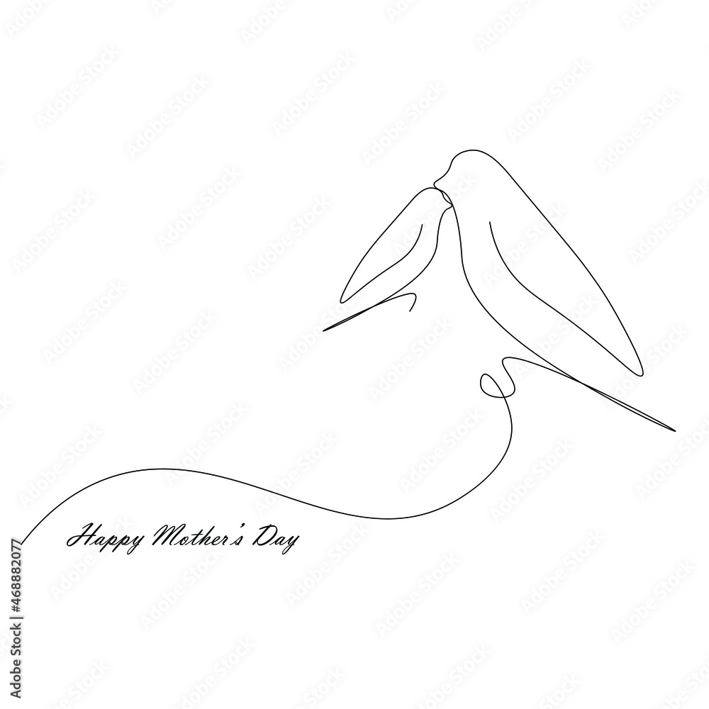 Obraz premium Happy mothers day card with family birds vector illustration