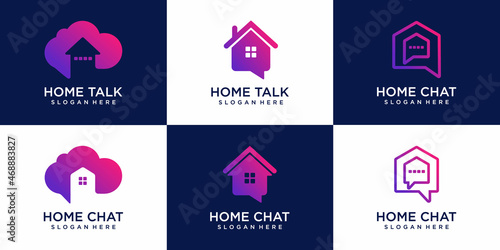 set of House Home Chat Logo Vector Logos Icon Design