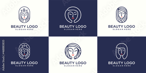 set of Vector logo design for beauty salon, hair salon, cosmetic, beauty queen