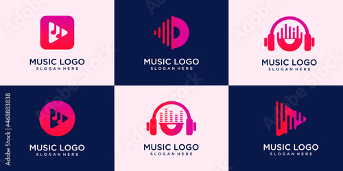 set of Creative Music Logo. For modern Business company brand logo design vector illustration.