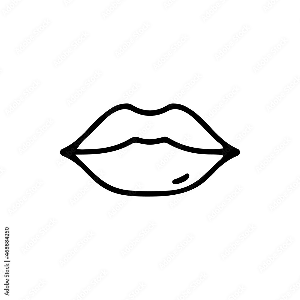 Linear vector illustration of lips in cartoon style Linear vector illustration of lips in cartoon style