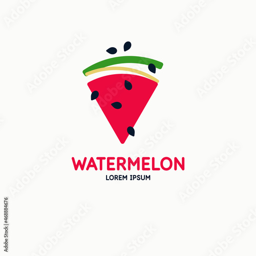 Illustration of a watermelon in a flat style. Isolated image on a light background. Vector icon.