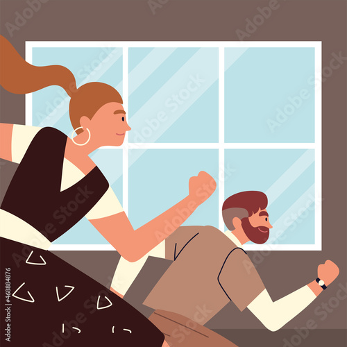 runners business male and female