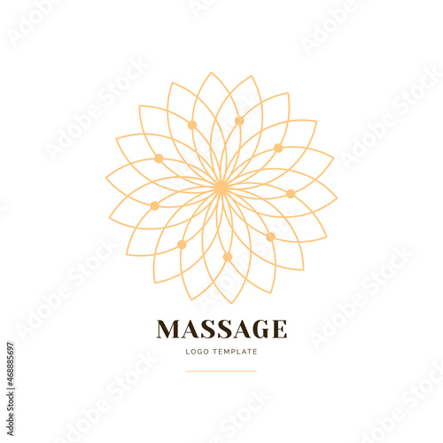 Golden lotus flower or mandala, luxury logo vector design. Massage and spa logo