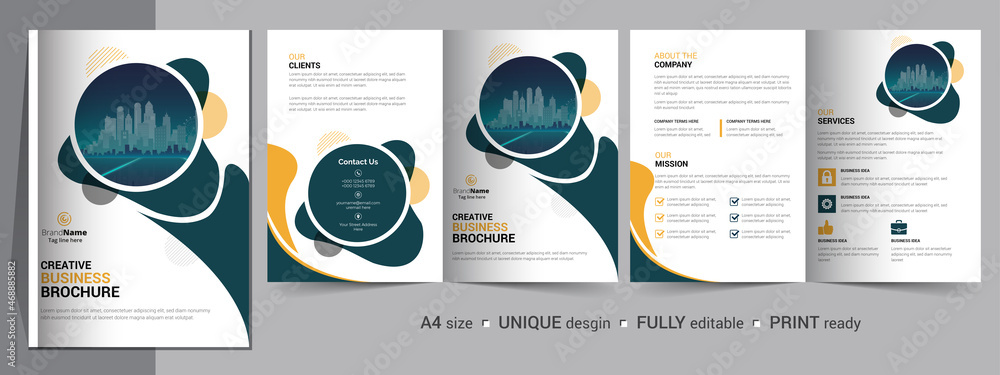 Corporate Bi-fold Brochure Template, Catalog, Booklet Template Design. Fully Editable.	 - obrazy, fototapety, plakaty 