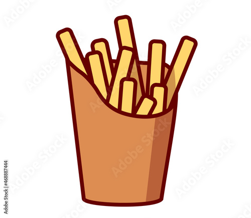 french fries icon is isolated on white background. For the menu in cafe there is no advertising. Stylized illustration of food