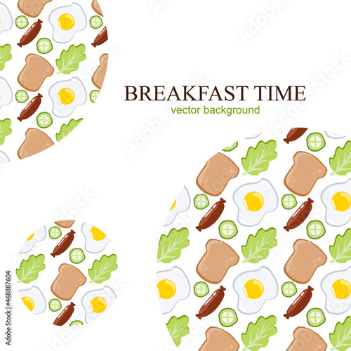 vector background with an illustration of breakfast dishes. Vector illustration