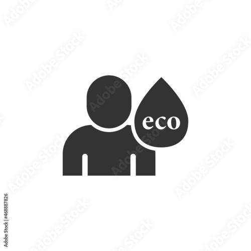 People healthy life icon in flat style. Water drop vector illustration on white isolated background. Organic ecosystem sign business concept.