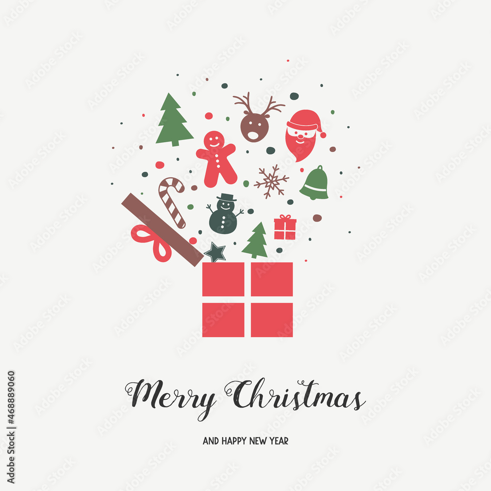 Christmas greeting card with a box full of presents. Vector Christmas greeting card with a box full of presents. Vector