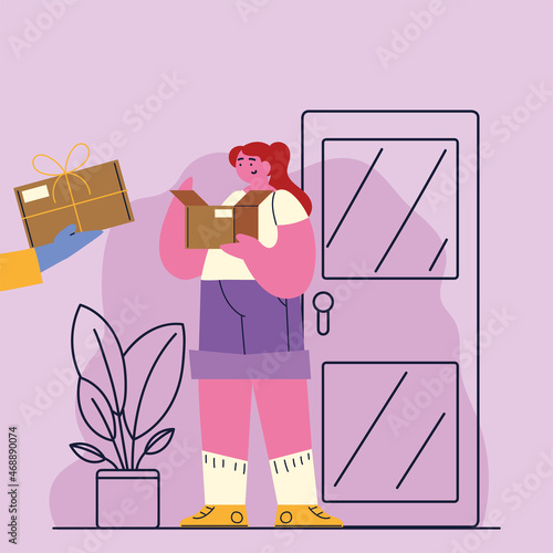 woman and boxes