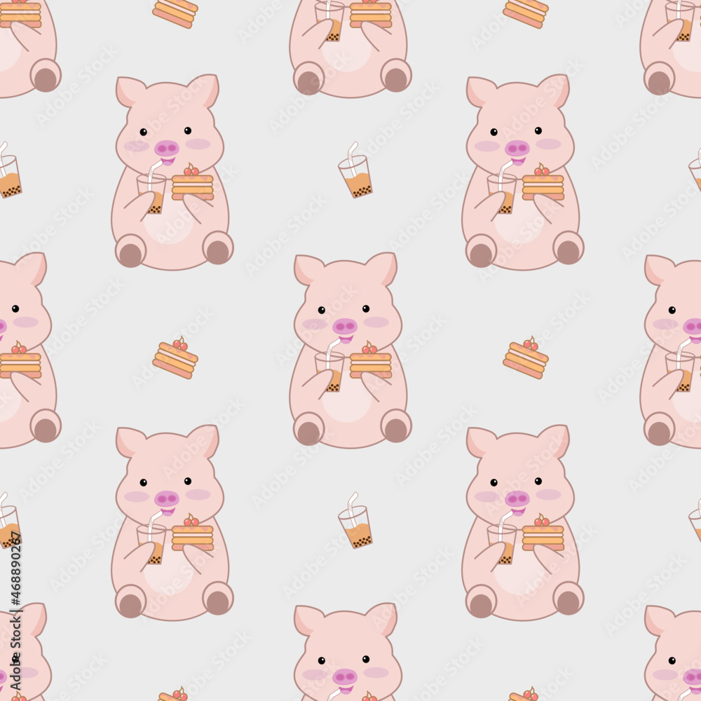 cute pig seamless pattern background, vector illustration cute pig seamless pattern background, vector illustration