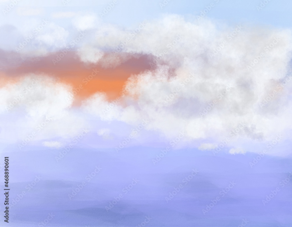 Naklejka premium realistic white cloud on sunset background ep07