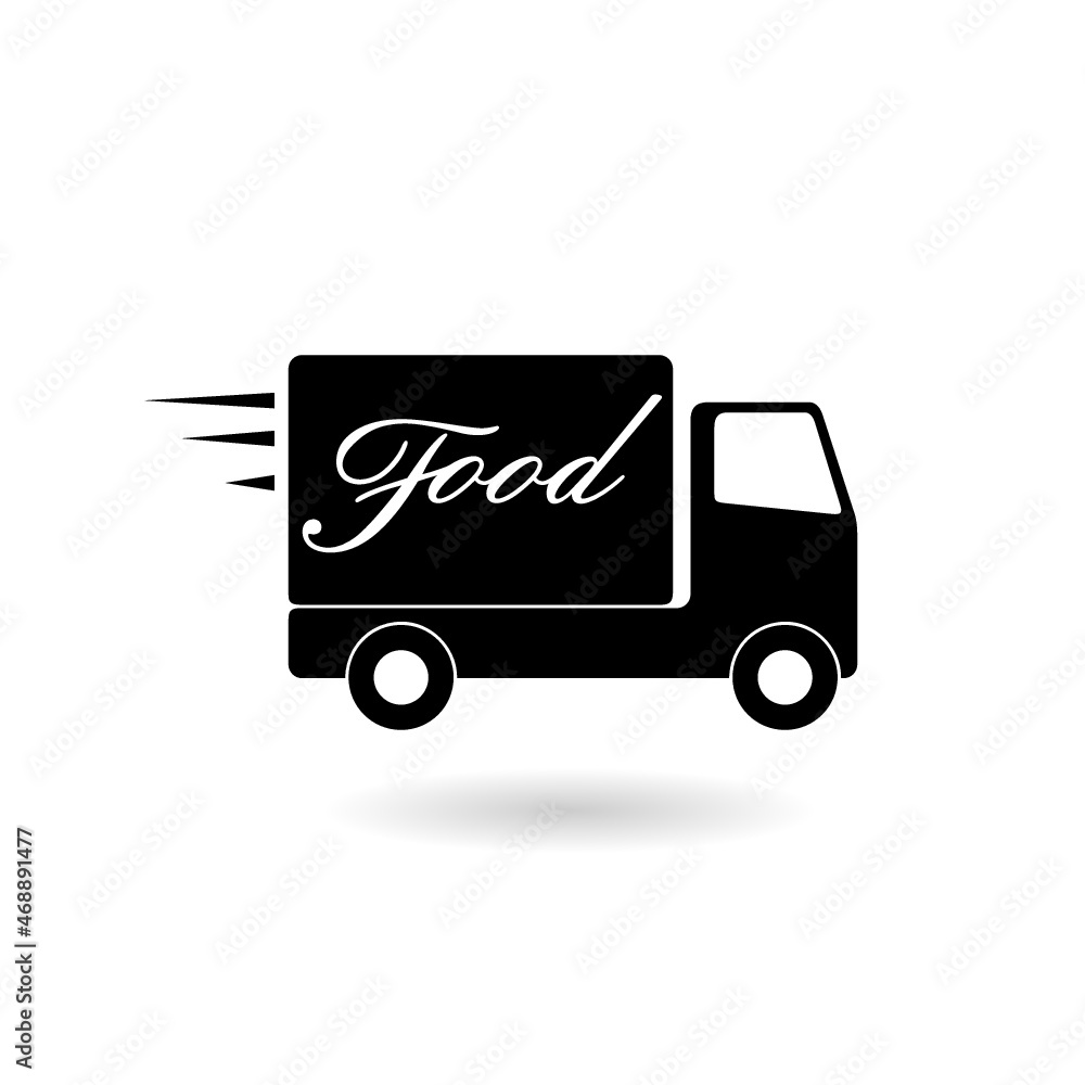 Food truck icon with shadow isolated on white background Food truck icon with shadow isolated on white background