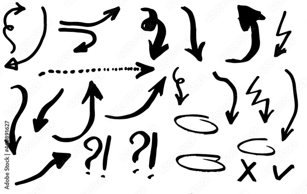 Grunge vector arrows. Dry brush strokes, hand drawn Grunge vector arrows. Dry brush strokes, hand drawn