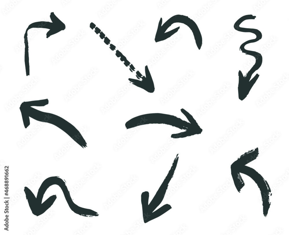 Grunge vector arrows. Dry brush strokes, hand drawn Grunge vector arrows. Dry brush strokes, hand drawn