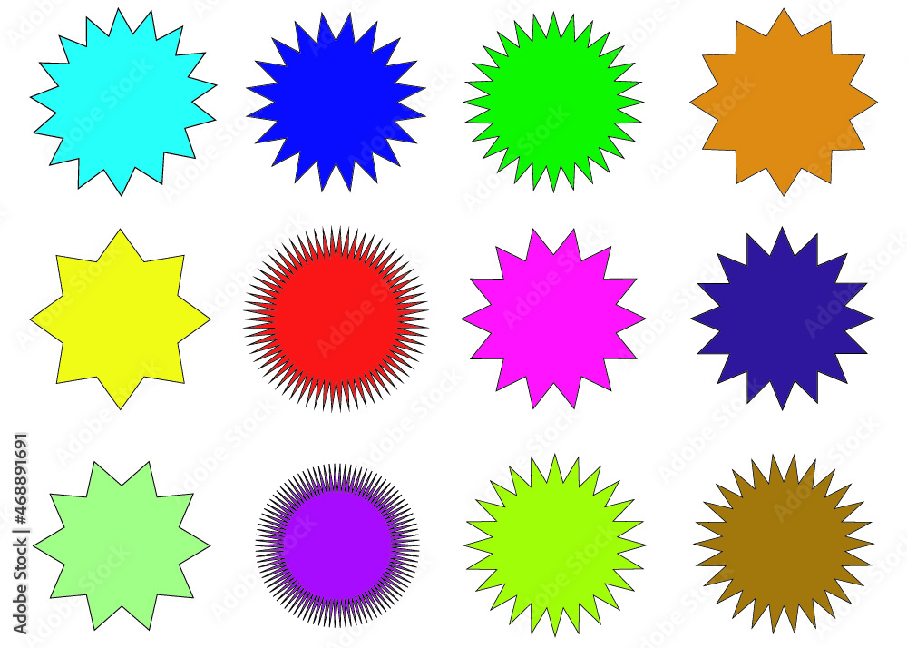 Abstract Sunburst vector badges set. Isolated, on grey background Abstract Sunburst vector badges set. Isolated, on grey background