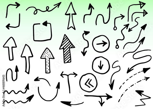Doodle vector arrows set.  Hand drawn  Isolated 