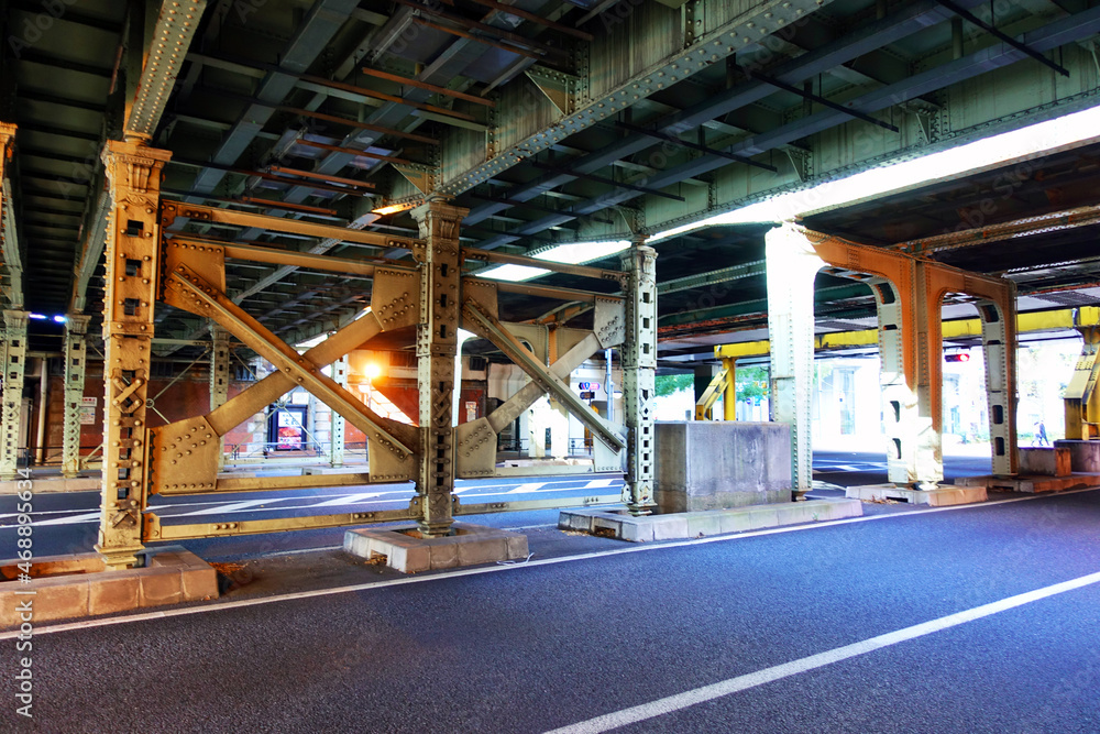 A Railroad underpass in Tokyo city, Japan A Railroad underpass in Tokyo city, Japan