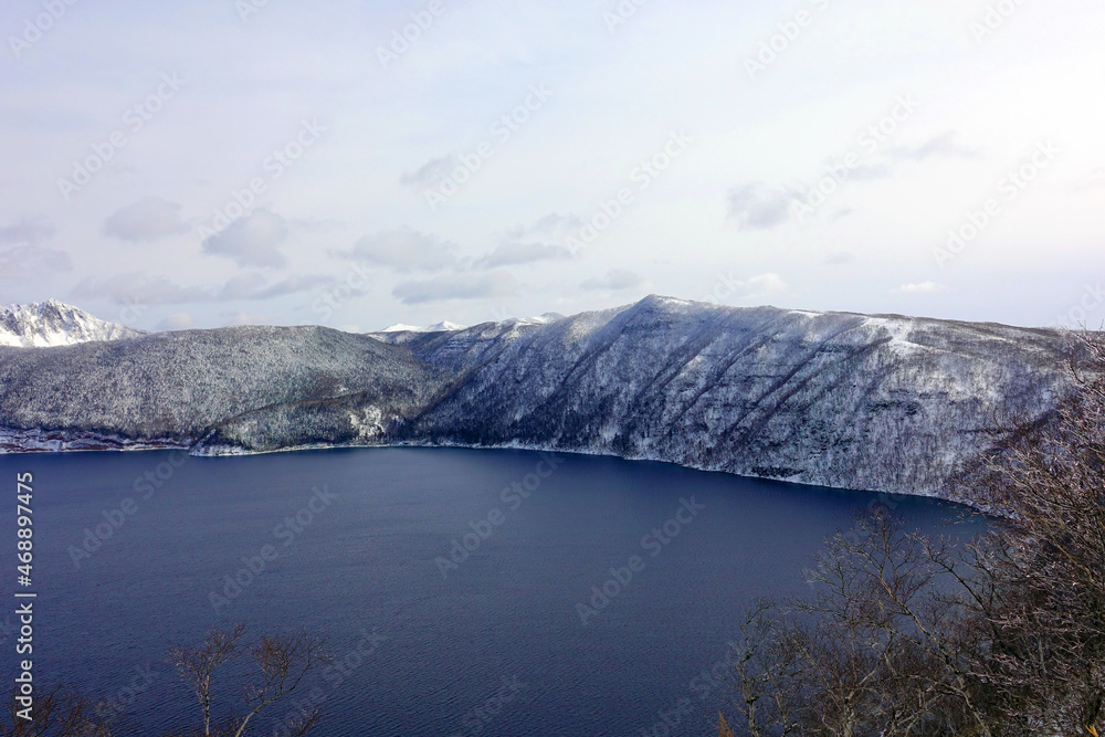 Lake Mashu in winter, Hokkaido, Japan Lake Mashu in winter, Hokkaido, Japan