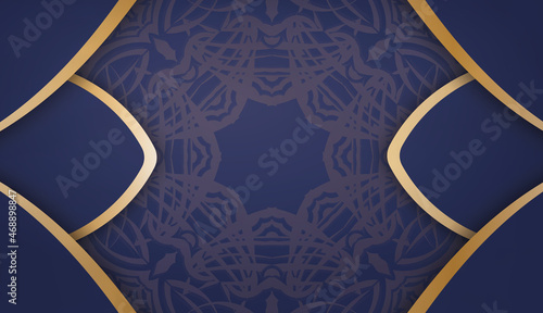 Dark blue background with abstract gold pattern and place under your text