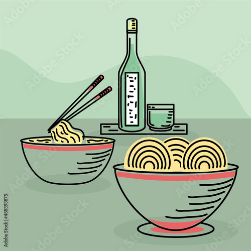 ramen food and sake