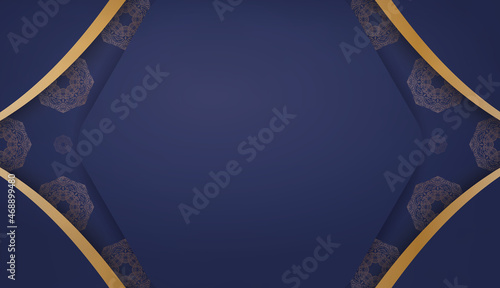 Dark blue background with vintage gold pattern and place under your text