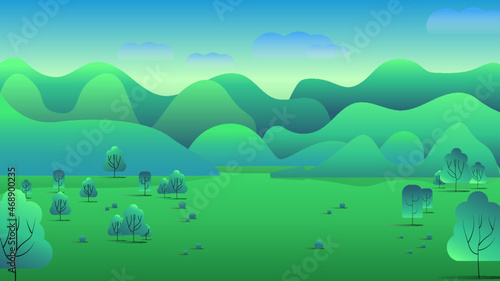 Hill tract area landscape view of the horizon merges with the sky