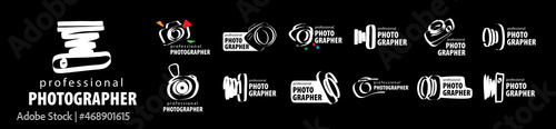 A set of vector logos for the photographer on a black background