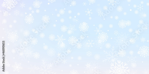 Snowfall Isolated on Holiday Blue Background in Realistic Style. Snowflake Fantasy Wallpaper.