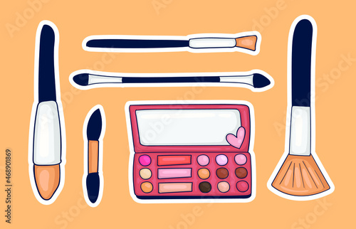 Set of colorful Hand drawn Make up Tools 